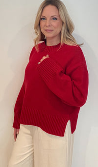 Asher Sweater-Cherry Red