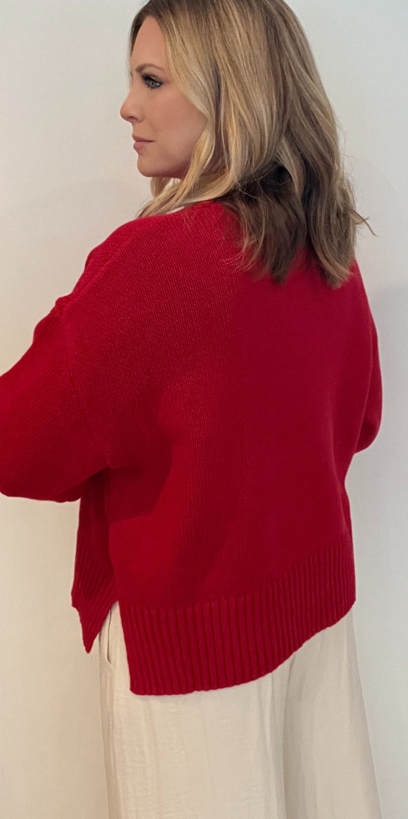 Asher Sweater-Cherry Red