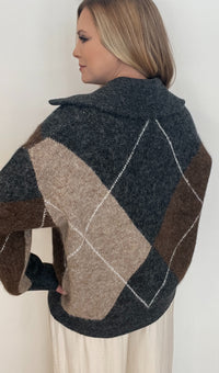 Windsor Argyle Sweater-Charcoal