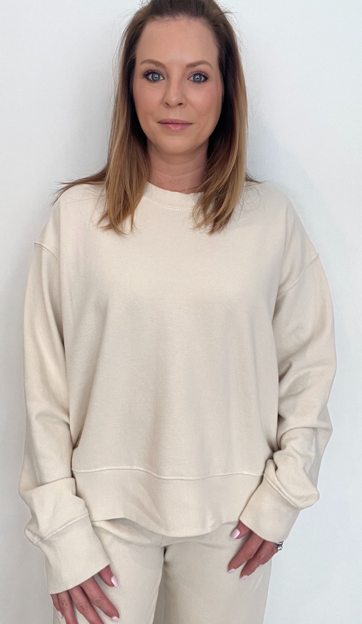 Saturdays Organic Cotton Crew Sweatshirt-Cream