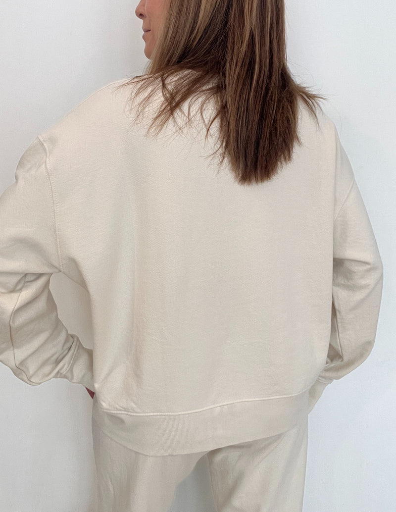 Saturdays Organic Cotton Crew Sweatshirt-Cream