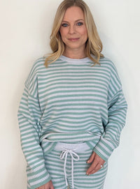 Wind Down Stripe Set-Aqua/Blue