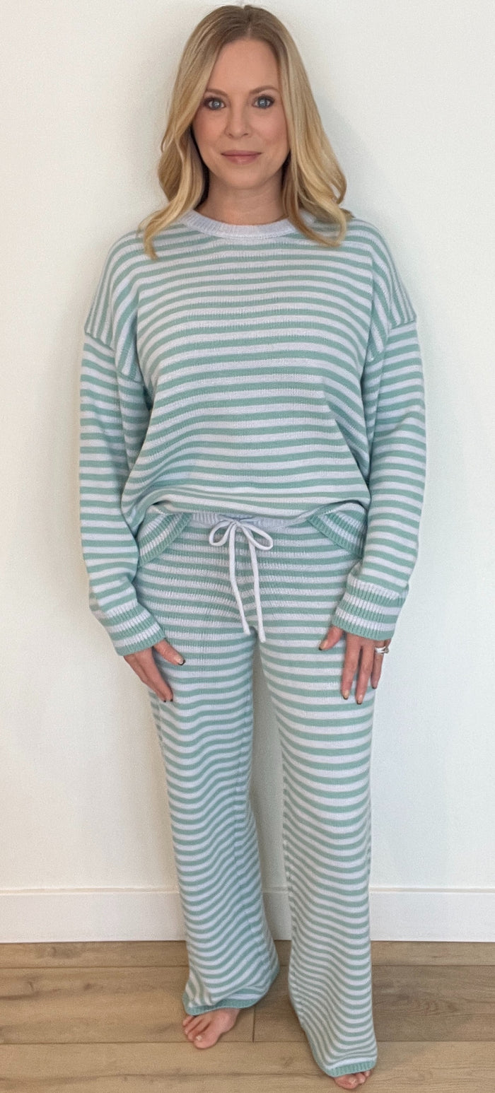 Wind Down Stripe Set-Aqua/Blue