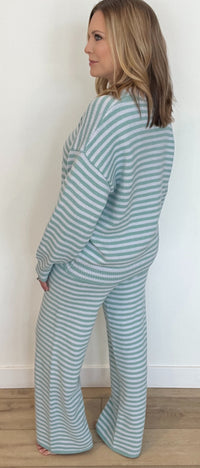 Wind Down Stripe Set-Aqua/Blue
