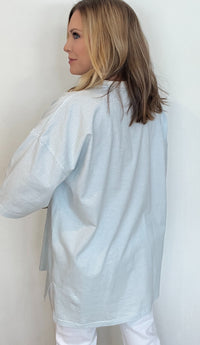 Stacy Oversized Tee-Sky Blue/White