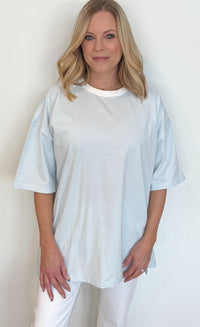 Stacy Oversized Tee-Sky Blue/White