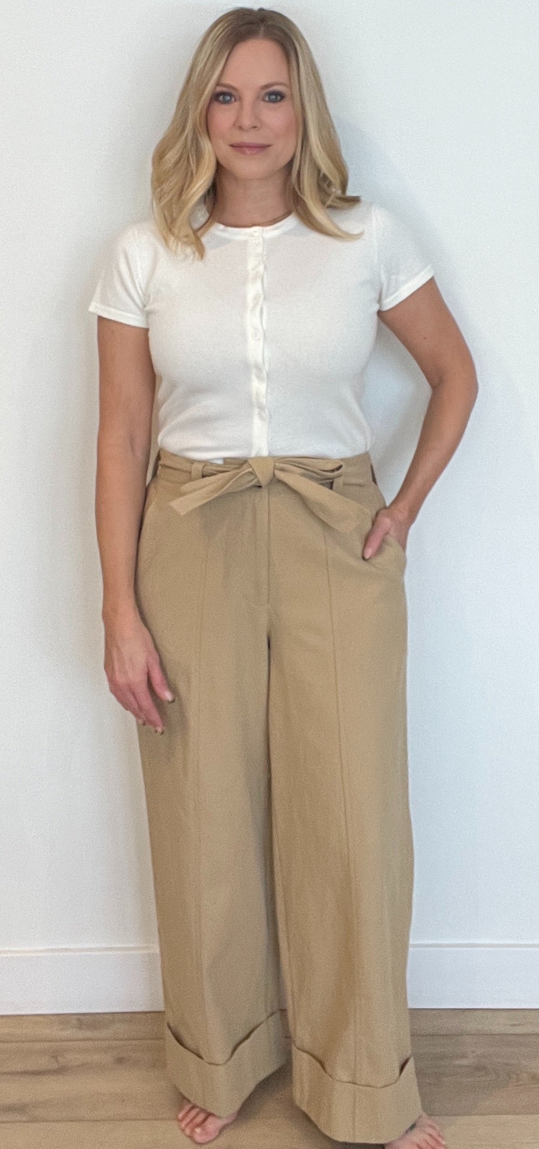 Macy Cotton Pants-Khaki