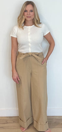 Macy Cotton Pants-Khaki