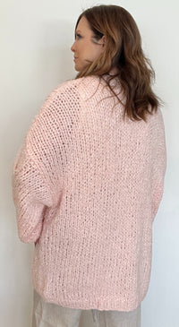 Shortcake Hand Knit Cardigan-Pink