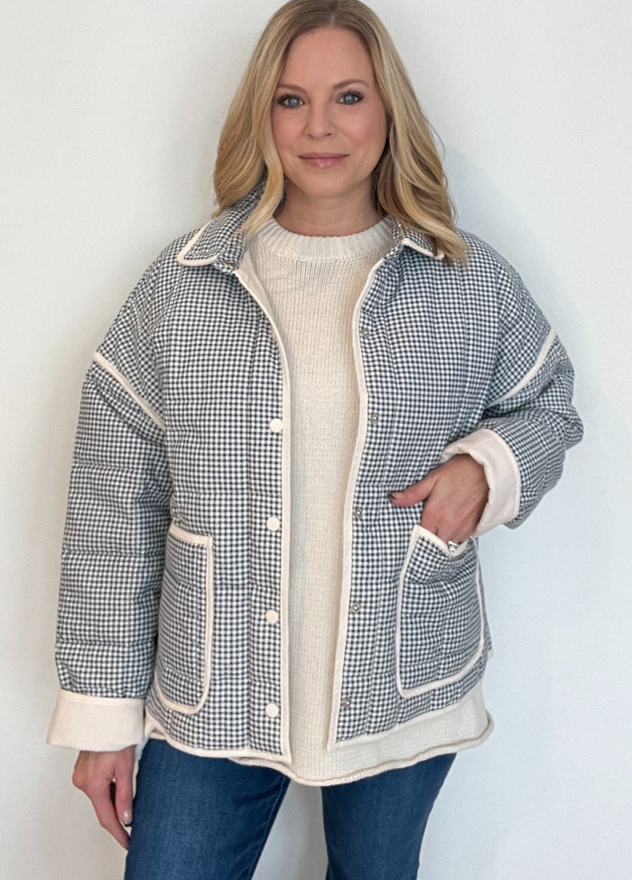 Coastal Gingham Jacket-Blue/Cream