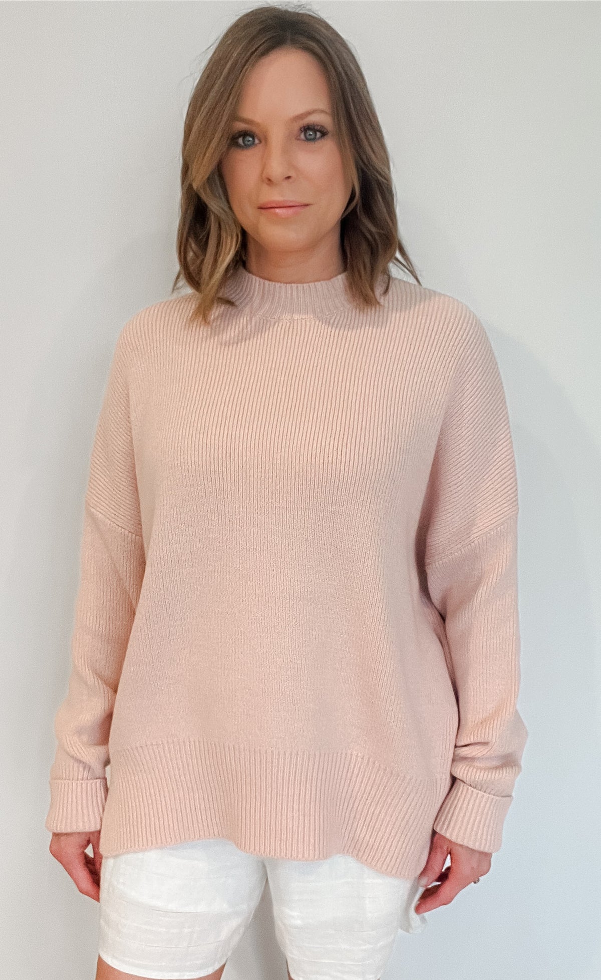 Riley Oversized Sweater-Blush