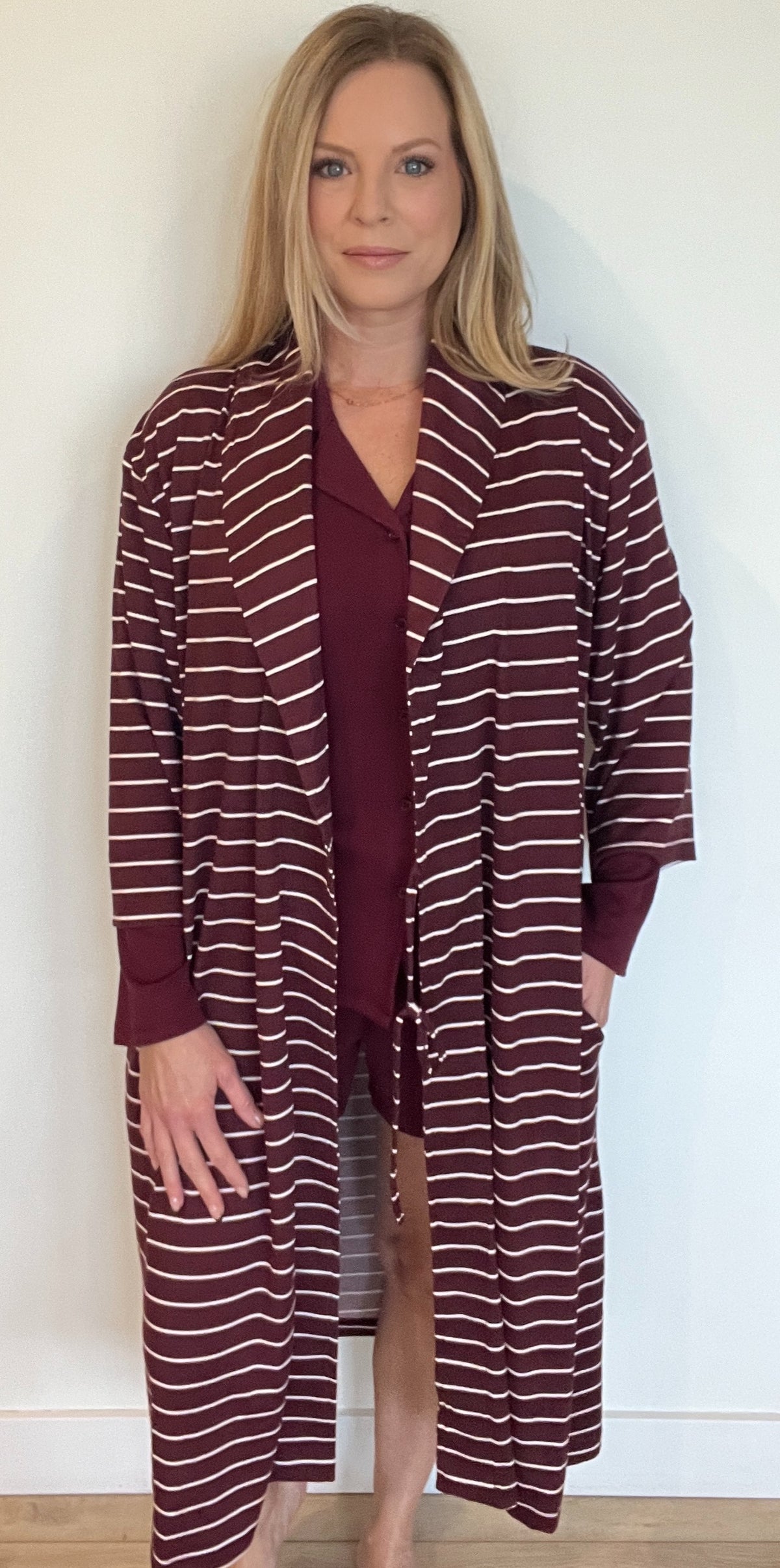 Softies Ultra Soft Robe-Cherry Stripe