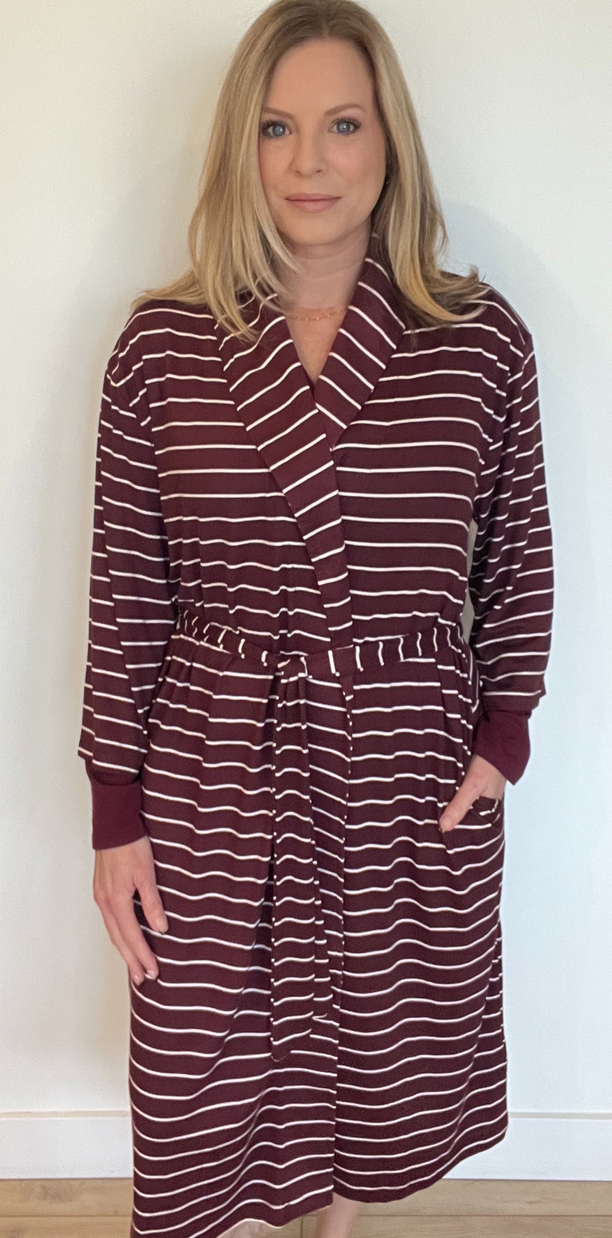 Softies Ultra Soft Robe-Cherry Stripe