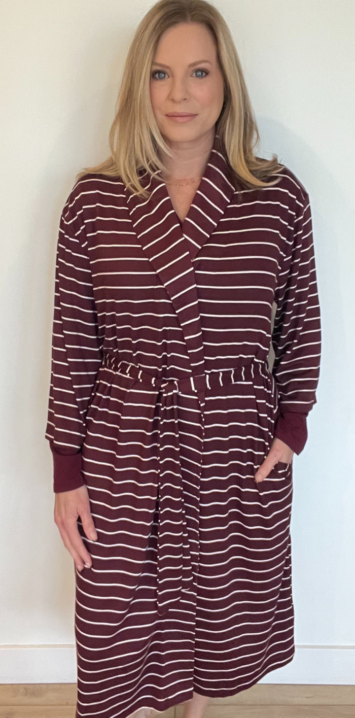 Softies Ultra Soft Robe-Cherry Stripe