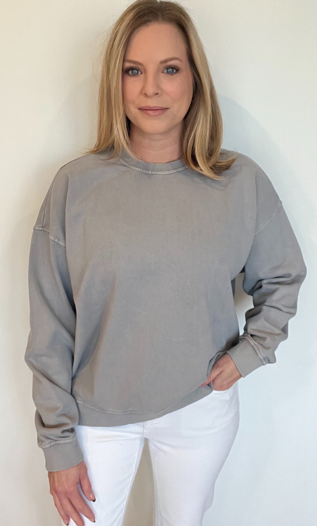 Grey Skies Cotton Sweatshirt-Grey