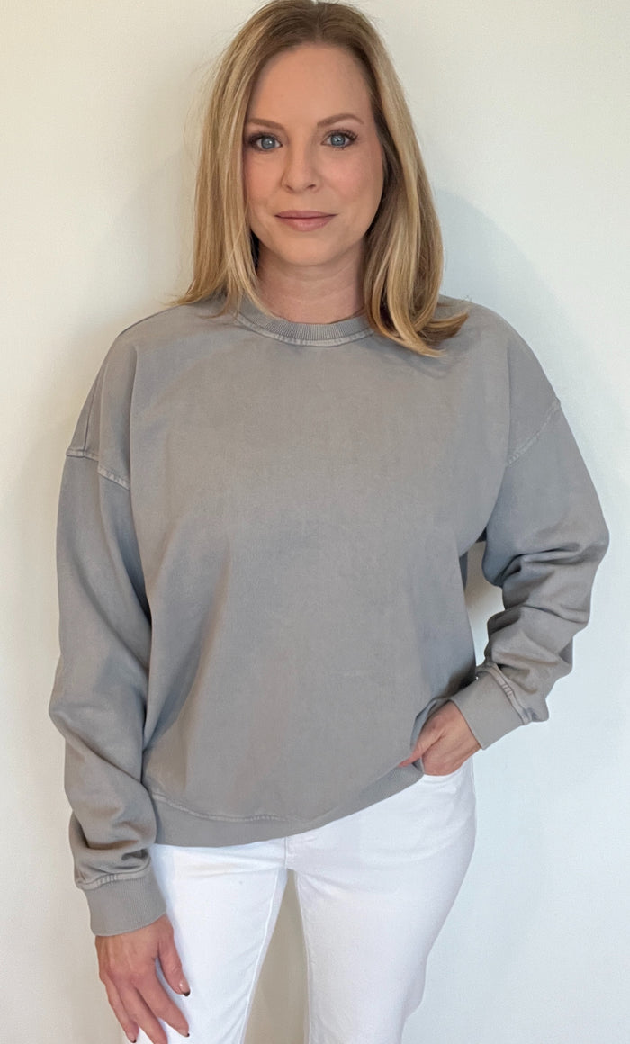 Grey Skies Cotton Sweatshirt-Grey