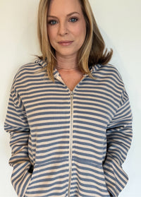 Monica Striped Hoodie-Blue/Stone
