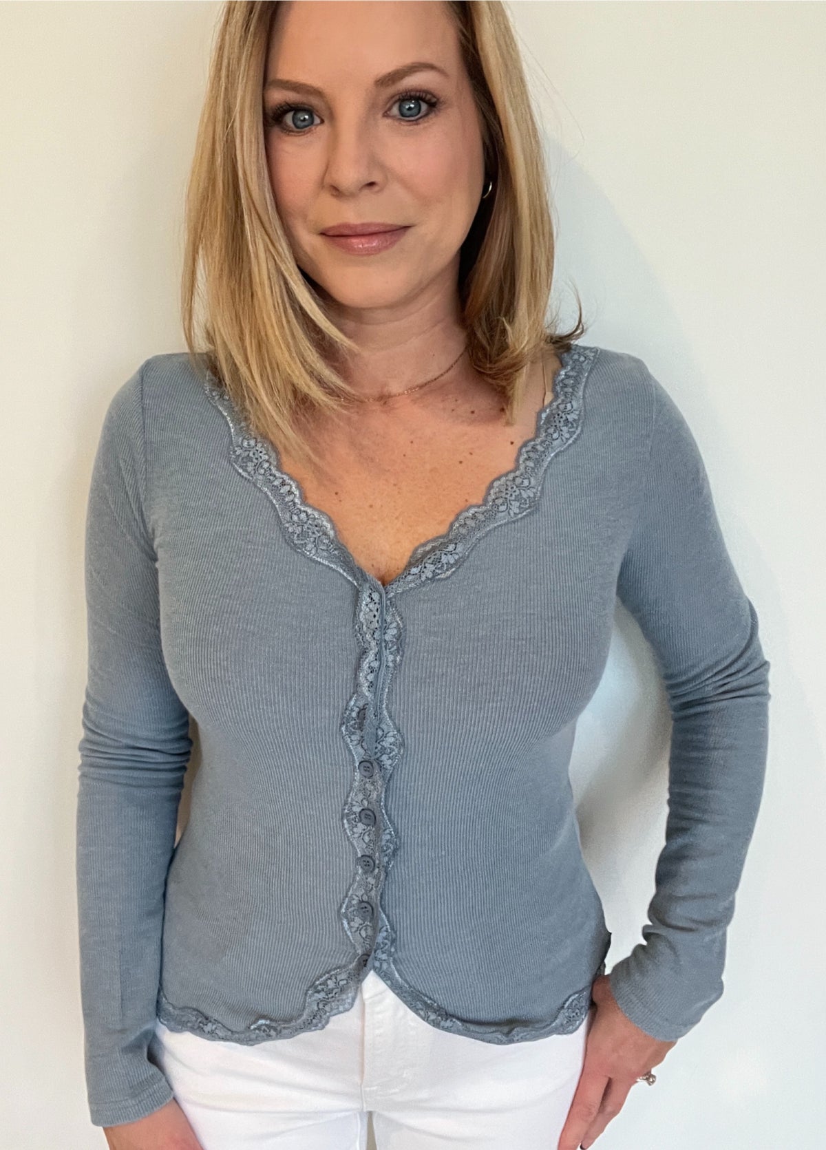 Harbor Lace Top-Chambray