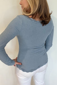 Harbor Lace Top-Chambray
