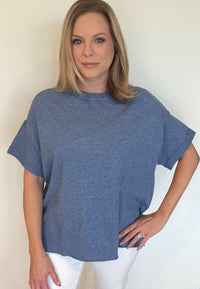 Drift Knit Tee-Denim Blue