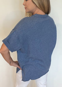 Drift Knit Tee-Denim Blue