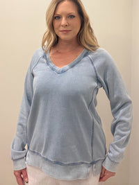 Hangout V-Neck Sweatshirt-Blue