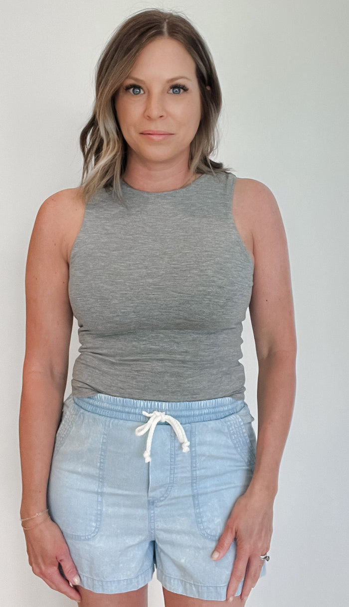 Belle Soft Tank-Grey