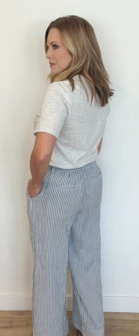 Nantucket Cotton Pants-Ivory/Blue