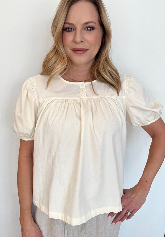 Hazel Cotton Top-Cream