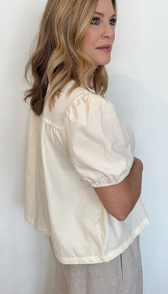 Hazel Cotton Top-Cream