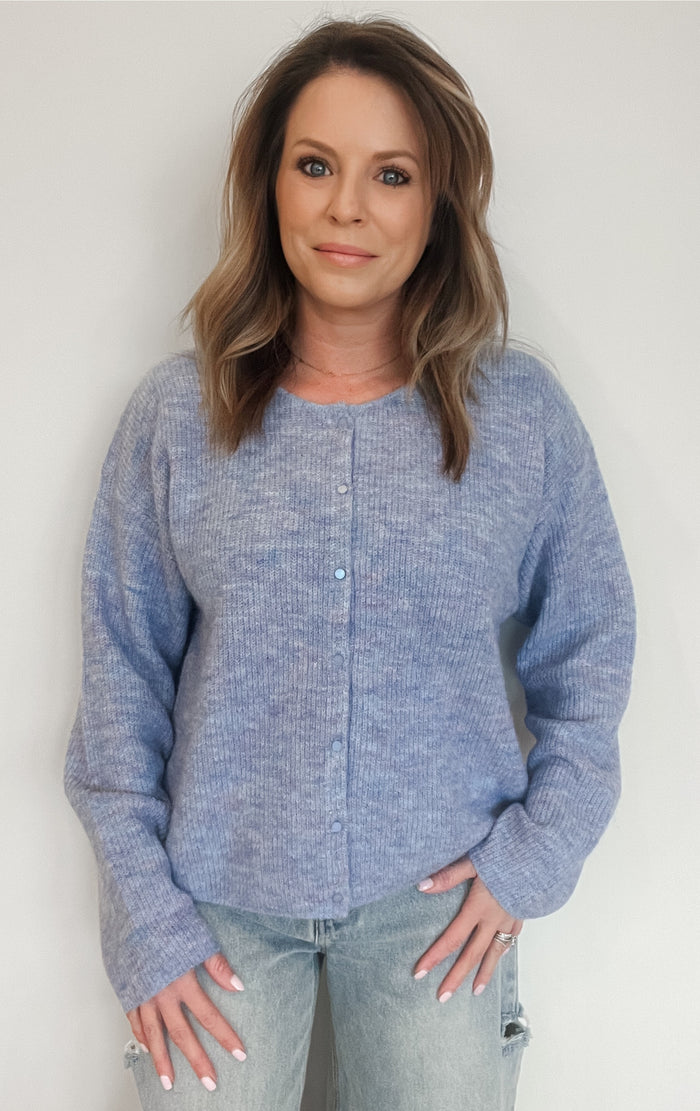 Newport Cardigan-Blue Heather