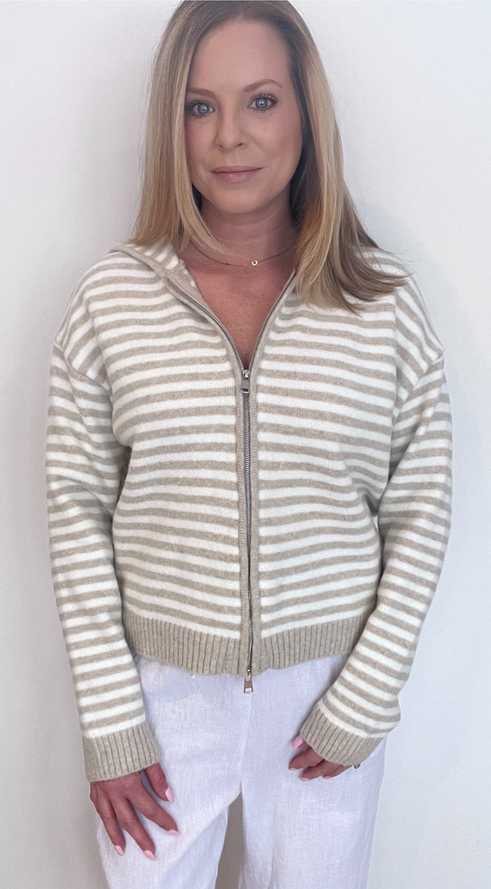 Shelby Zip-Up Hoodie-Latte