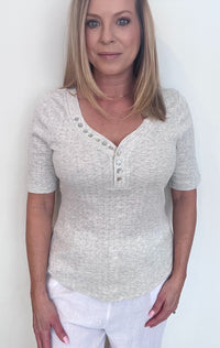 Misty Pointelle Tee-Light Grey
