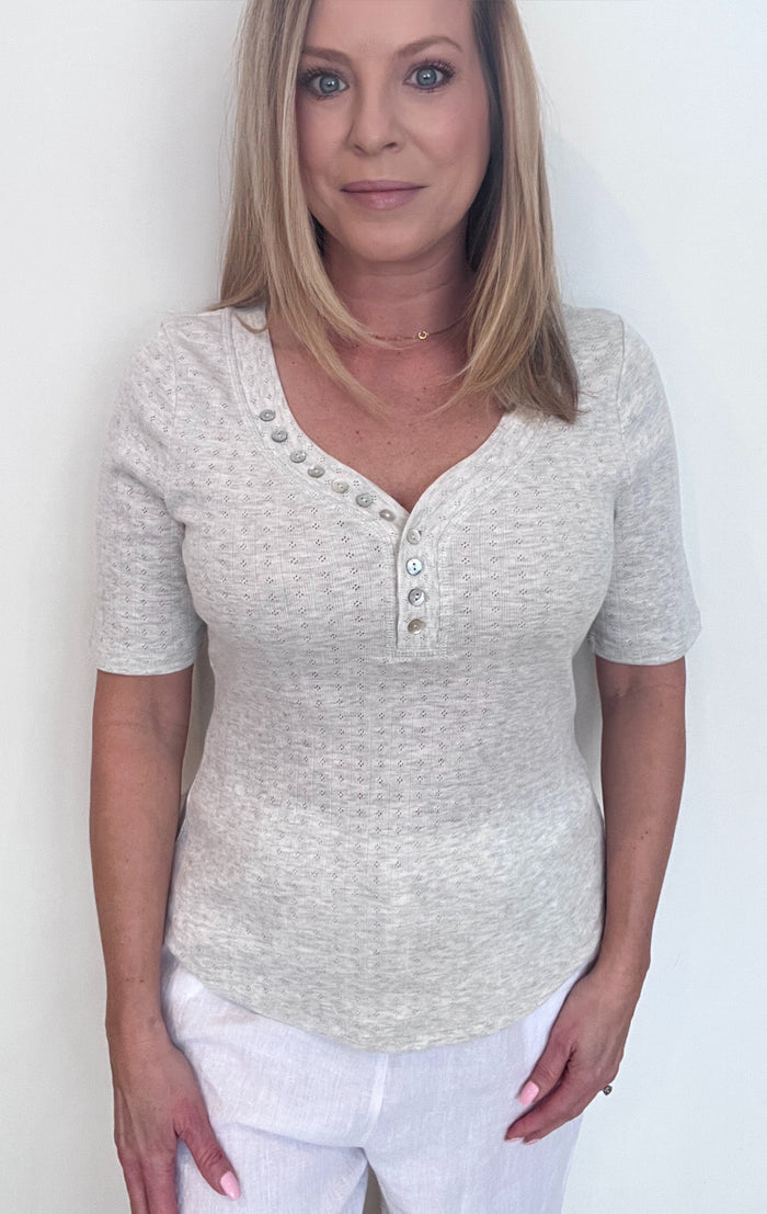 Misty Pointelle Tee-Light Grey
