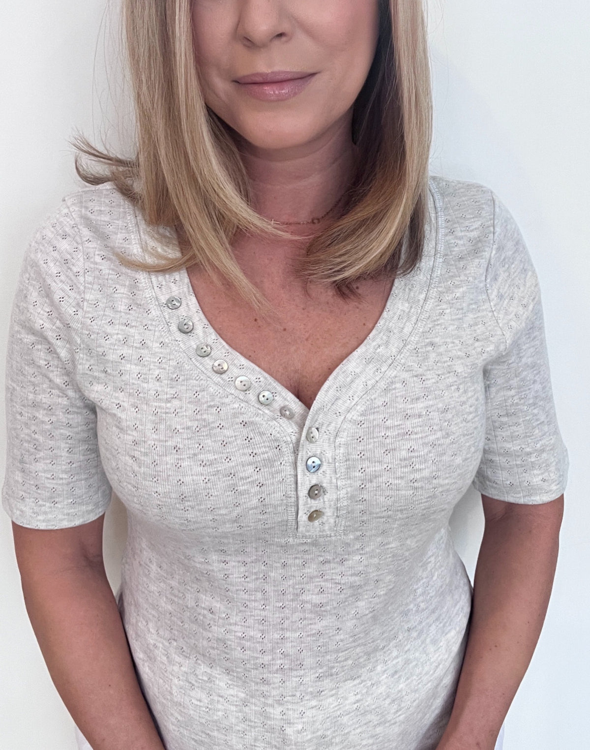 Misty Pointelle Tee-Light Grey