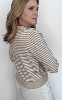 The Montana Cardigan-Taupe/Ivory