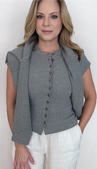 The Weekends Waffle Top-Grey