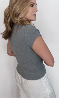 The Weekends Waffle Top-Grey