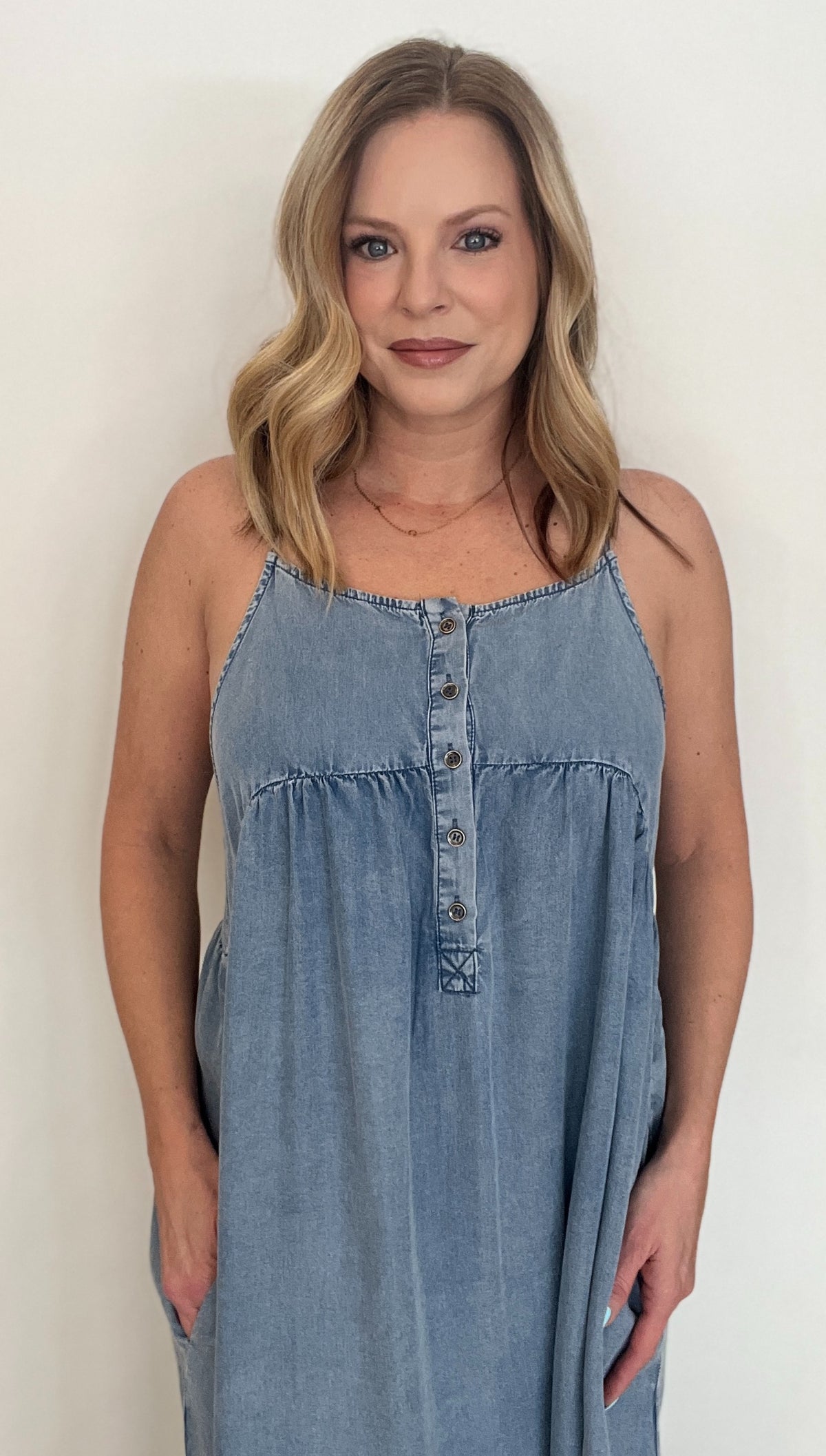 Blue Horizon Midi Dress-Chambray