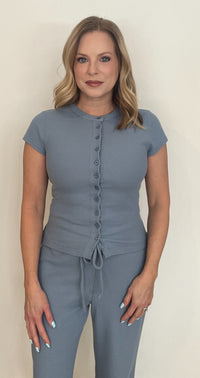 The Weekends Waffle Top-Blue