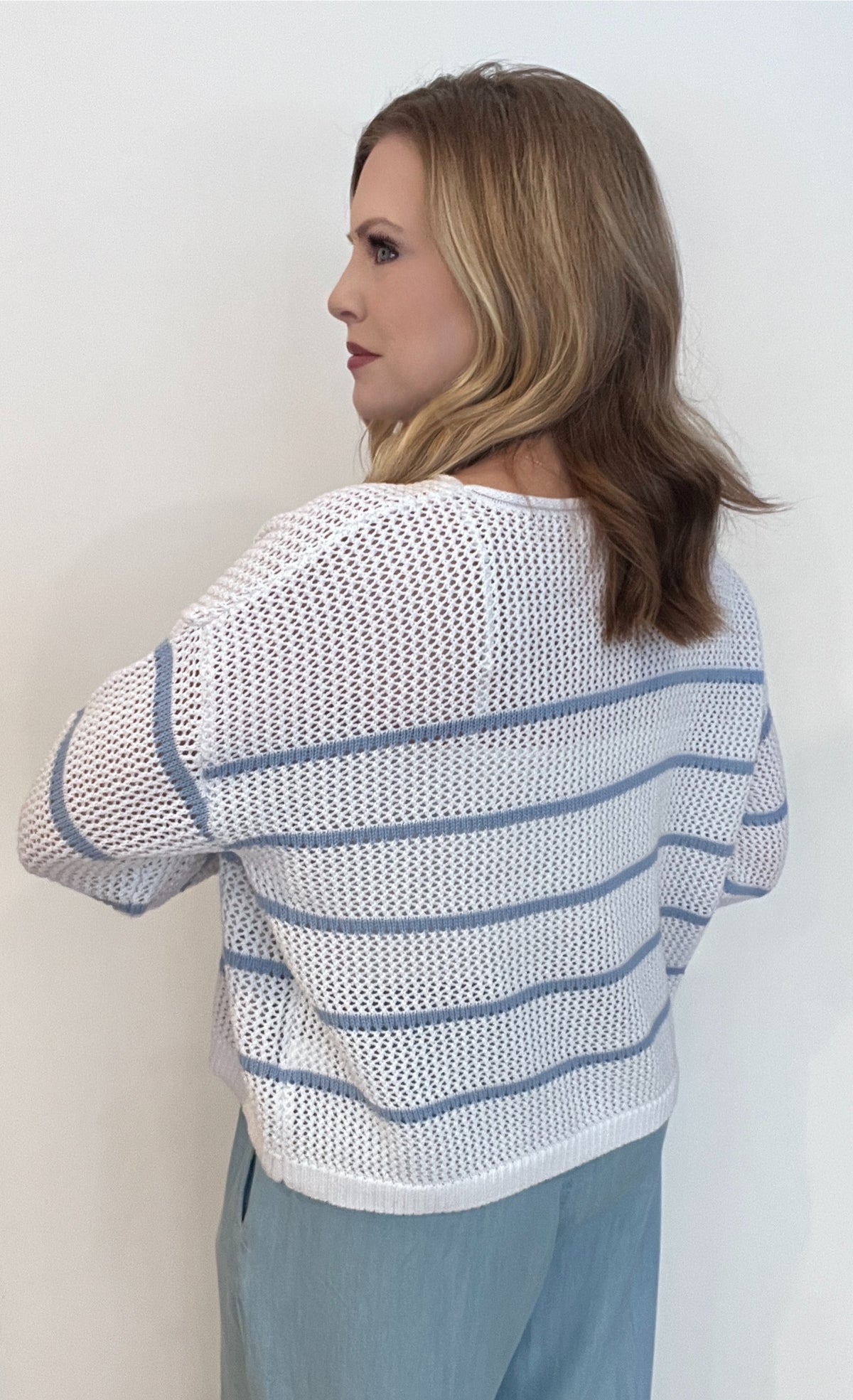 Boat Days Sweater-Blue/White