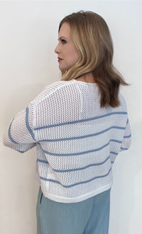 Boat Days Sweater-Blue/White