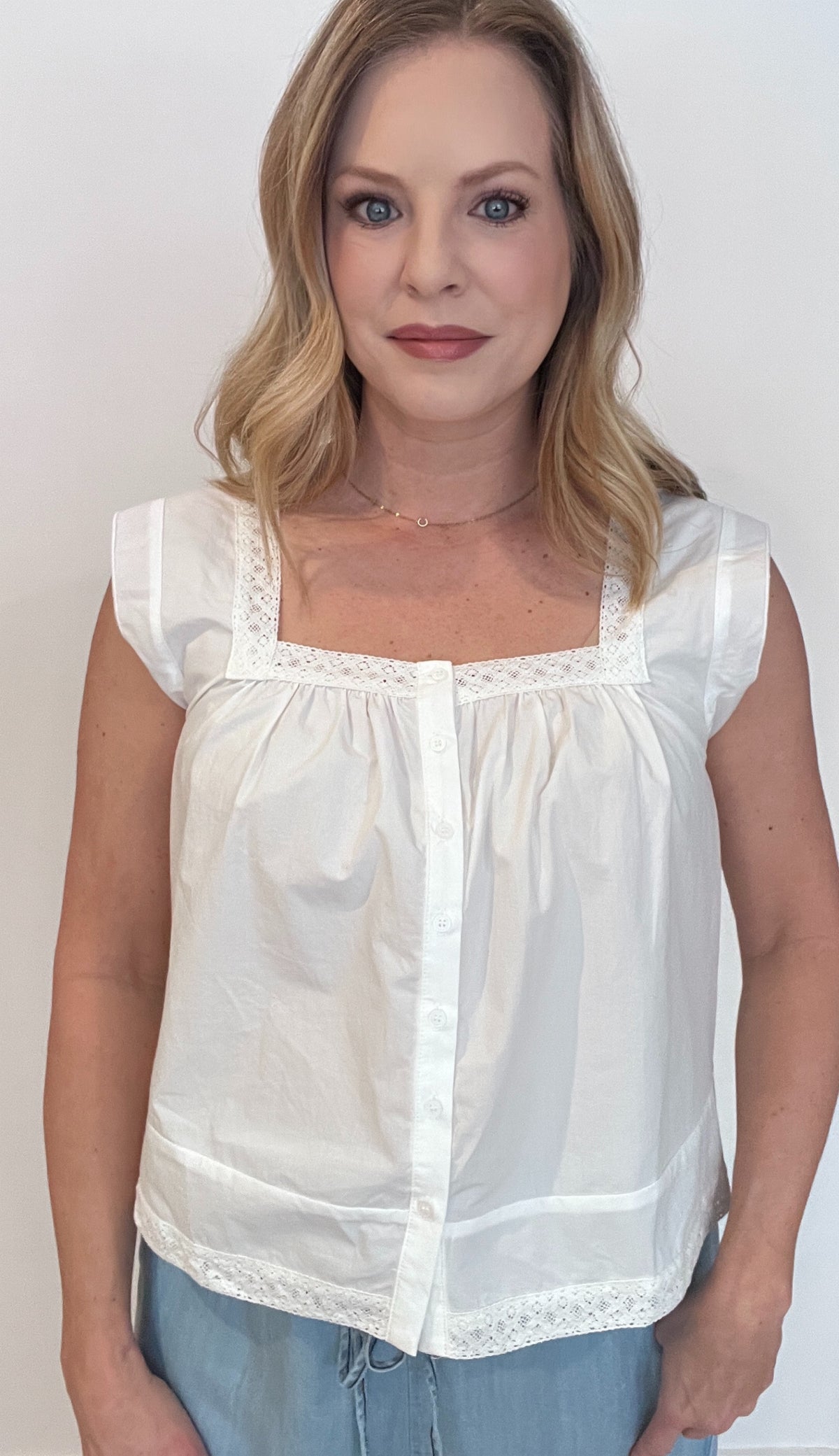 Sweet Days Eyelet Cotton Top-White