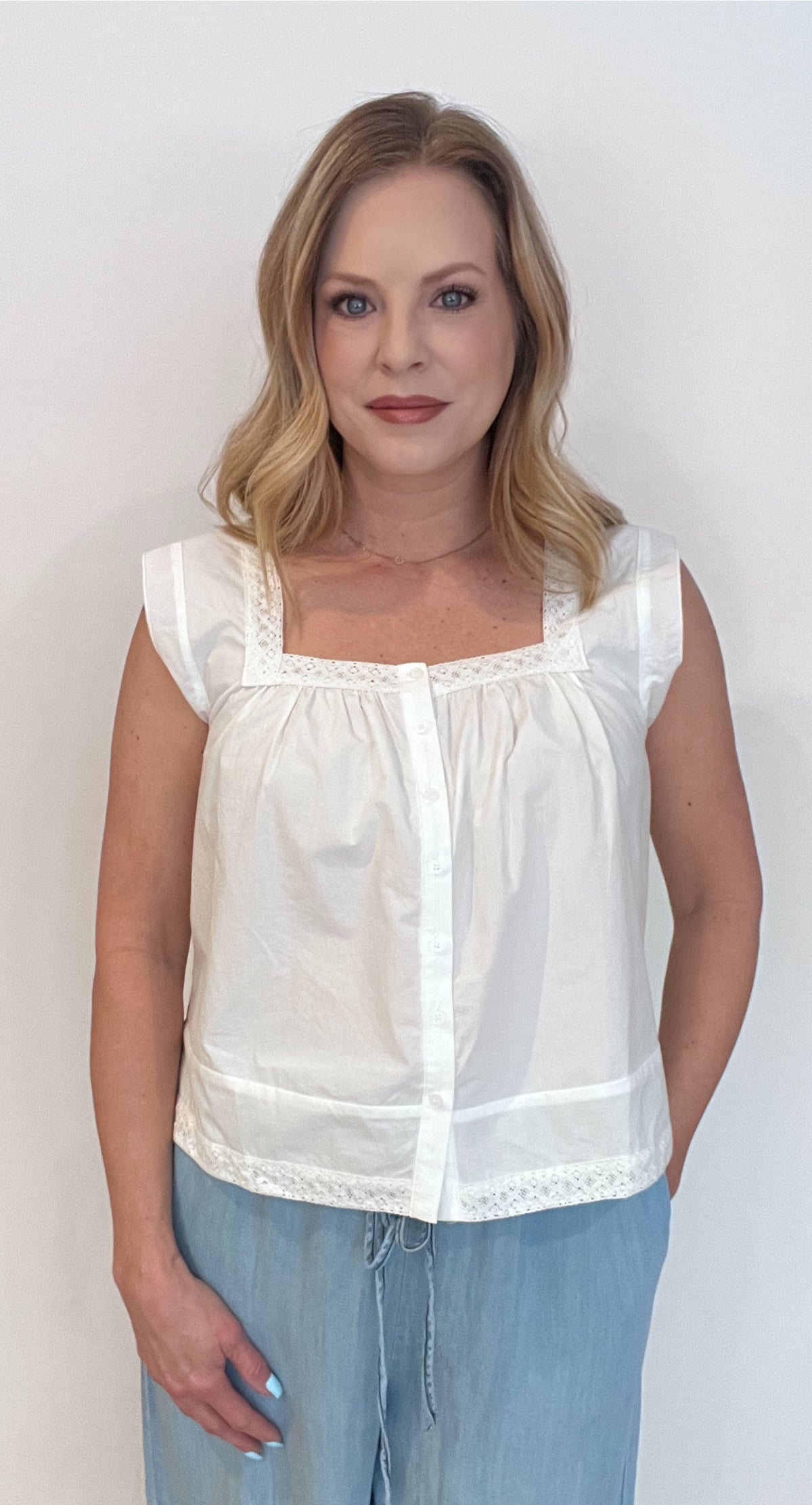 Sweet Days Eyelet Cotton Top-White