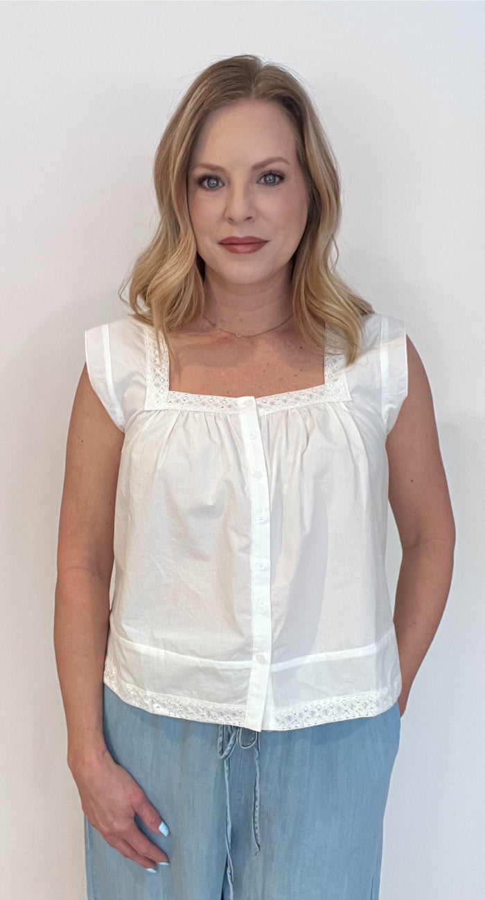 Sweet Days Eyelet Cotton Top-White