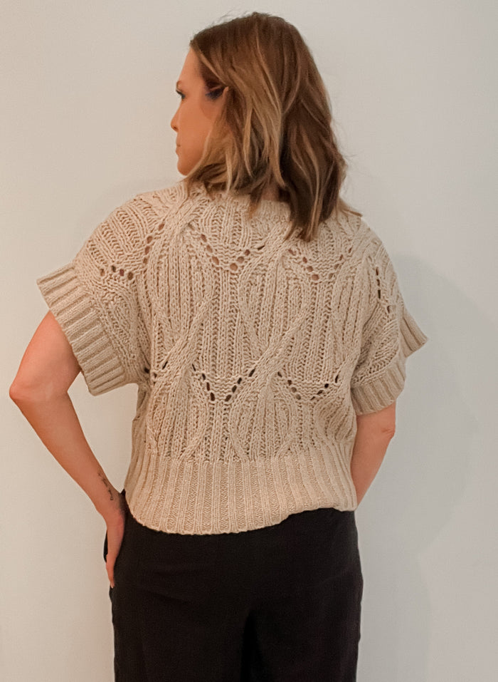 Blair Crochet Sweater-Taupe