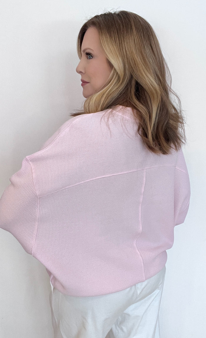 Saturdays Waffle Sweatshirt-Pink