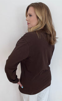 The Perfect Cotton Long Sleeve Tee-Brown