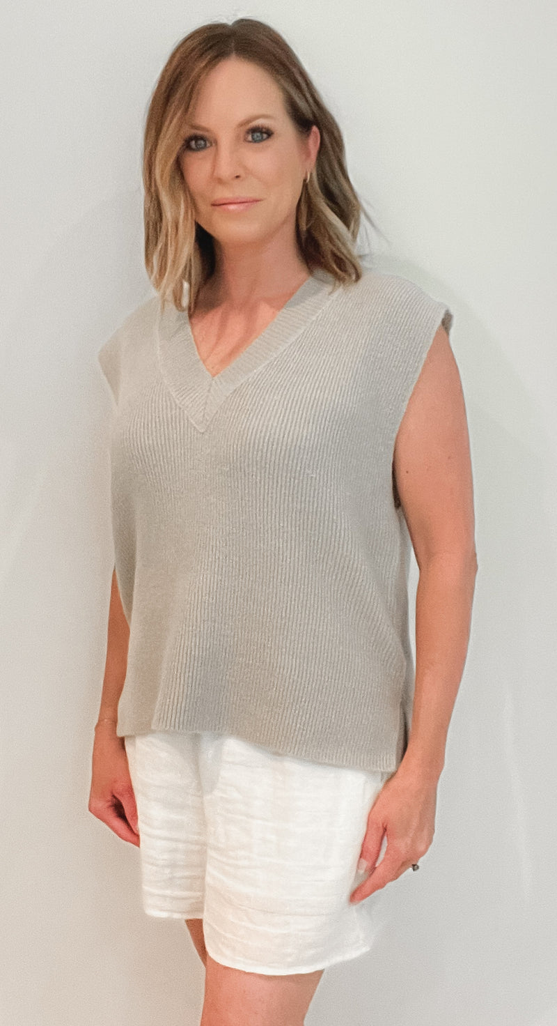 Lafayette Vest Top-Heather Oatmeal