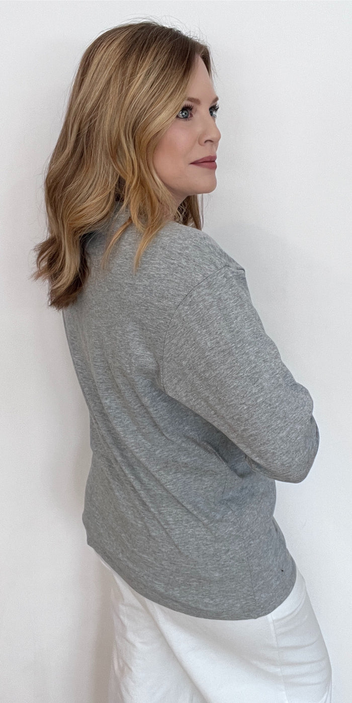 The Perfect Cotton Long Sleeve Tee-Grey